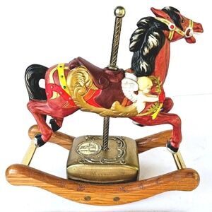 Vintage Tobin Fraley Rocking Carousel Horse Music Box Limited Edition Cherub